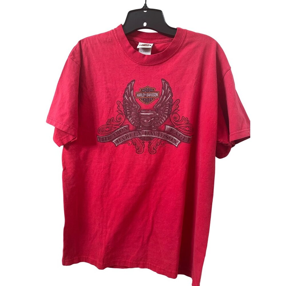 Harley-Davidson Mens L spell out The Iron Eagle Stormy Hill Clermont FL t-shirt